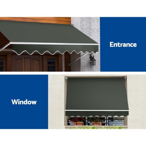 Instahut Window Fixed Pivot Arm Awning Outdoor Blinds Retractable Canopy3.1X2.1M - Image 6