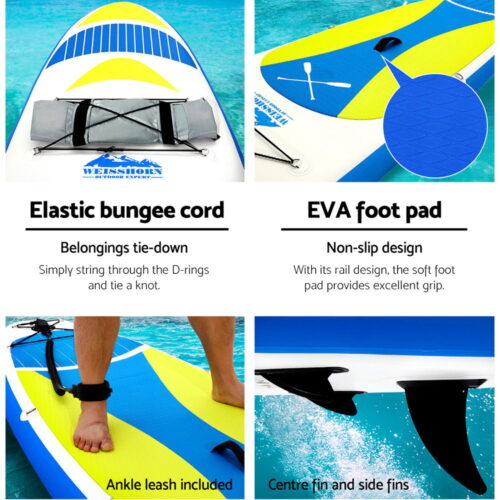 Weisshorn Stand Up Paddle Board 11ft Inflatable SUP Surfboard Paddleboard Kayak Surf Yellow - Image 6