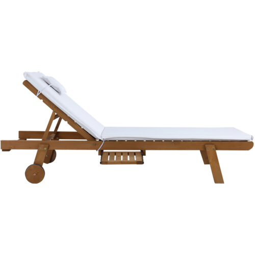 Gardeon 2x Sun Lounge Wooden Lounger Outdoor Furniture Day Bed Wheel Patio White - Image 5
