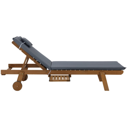 Gardeon Sun Lounge Wooden Lounger Outdoor Furniture Day Bed Wheels Patio Grey - Image 5