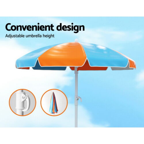 Keezi Kids Outdoor Table and Chairs Picnic Bench Umbrella Set Water Sand Pit Box - Image 7
