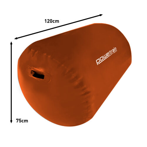 Powertrain Inflatable Air Barrel Exercise Roller 120cm x 75cm  Orange - Image 8