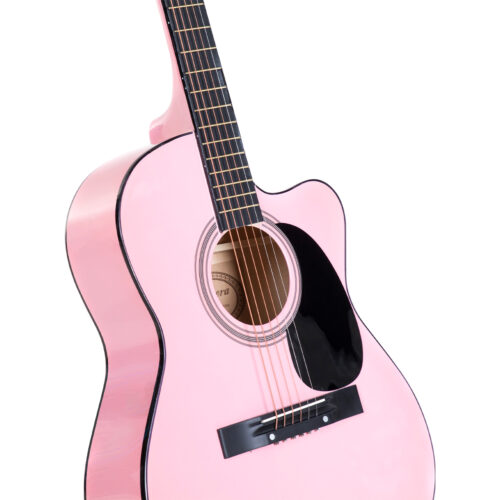 Karrera Acoustic Cutaway 40in Guitar  Pink - Image 3