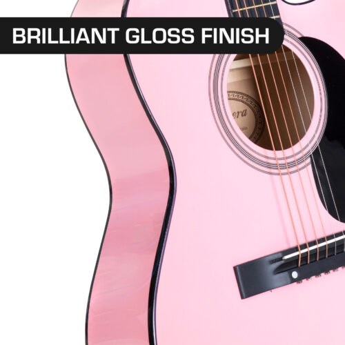 Karrera Acoustic Cutaway 40in Guitar  Pink - Image 5