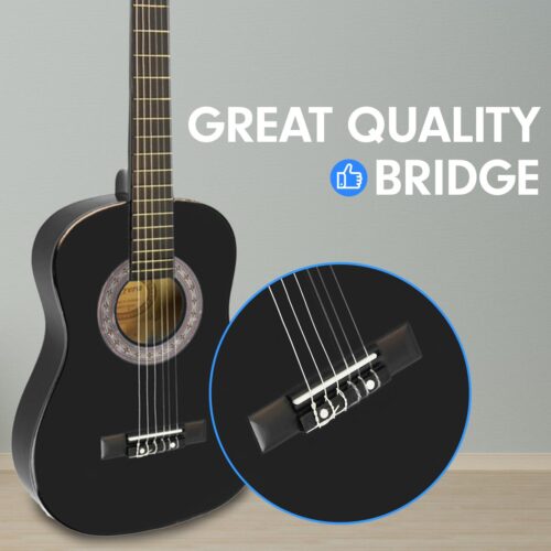 Karrera 34in Acoustic Childrens Wooden Guitar  Black - Image 5