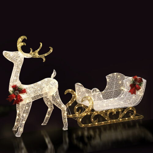 215 LED Christmas Lights Reindeer Sleigh Decorations Jingle Jollys - Image 2