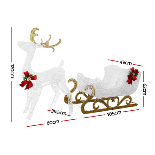215 LED Christmas Lights Reindeer Sleigh Decorations Jingle Jollys - Image 3
