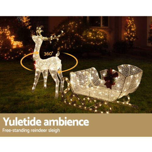 215 LED Christmas Lights Reindeer Sleigh Decorations Jingle Jollys - Image 6