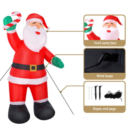 Jingle Jollys Christmas Inflatable Santa 3M Illuminated Decorations - Image 6