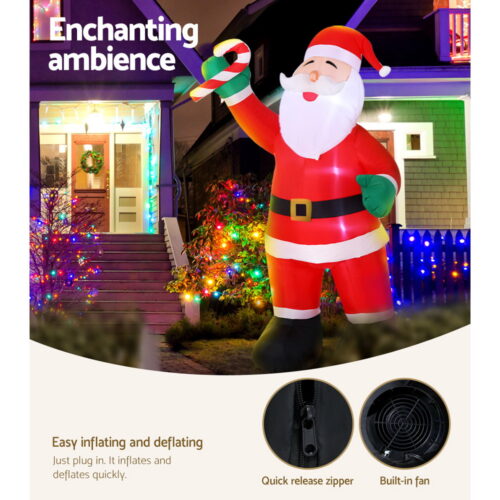 Jingle Jollys Christmas Inflatable Santa 3M Illuminated Decorations - Image 7