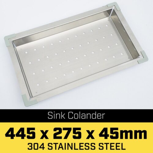 Stainless Steel Sink Colander 445 x 275mm Kitchen Laundry Drainer Tray Strainer