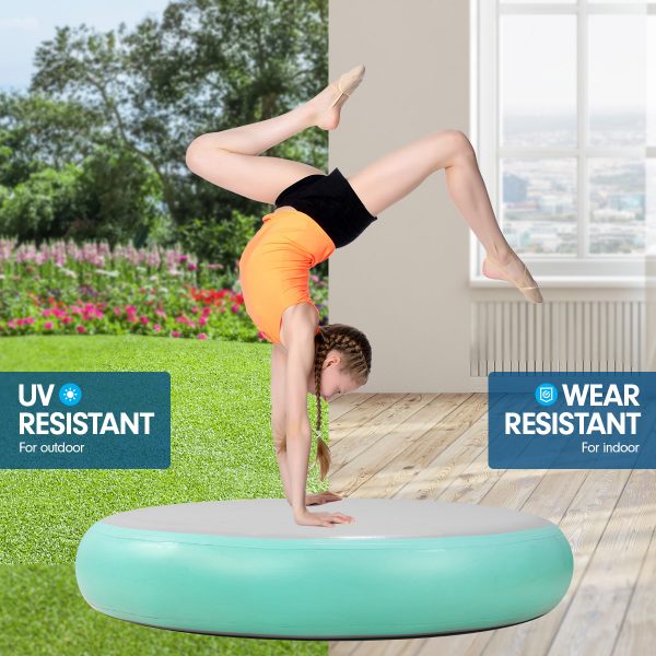 Powertrain 1m Air Track Spot Round Inflatable Tumbling Mat  Green - Image 4