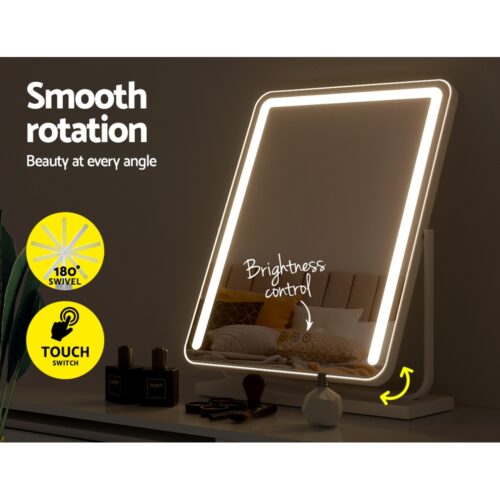 Embellir Makeup Mirror 40x50cm Hollywood Vanity with LED Light Strip Rotation - Image 7