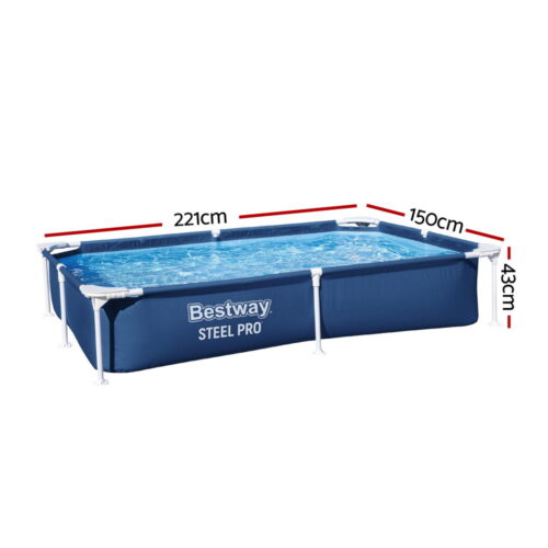 Bestway Swimming Pool 221x150x43cm Steel Frame Above Ground Pools 1200L - Image 2