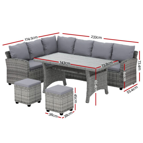 Gardeon Outdoor Dining Set Wicker Table Chairs Setting 8 Seater - Image 3