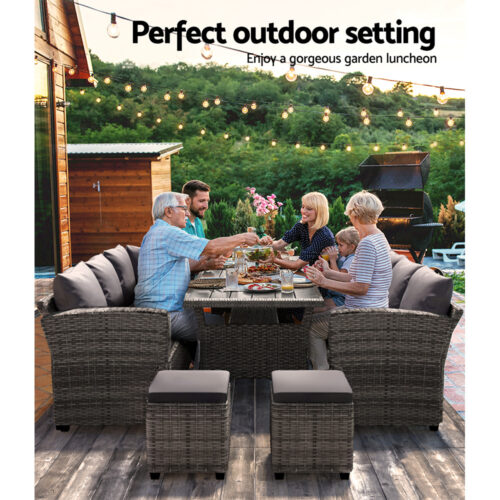 Gardeon Outdoor Dining Set Wicker Table Chairs Setting 8 Seater - Image 6