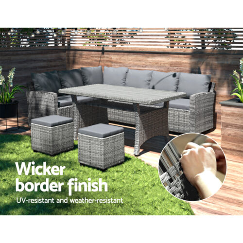 Gardeon Outdoor Dining Set Wicker Table Chairs Setting 8 Seater - Image 8