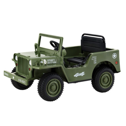 Rigo Kids Electric Ride On Car Jeep Military Off Road Toy Cars Remote 12V Olive - Image 5