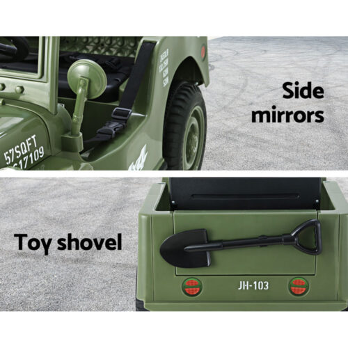 Rigo Kids Electric Ride On Car Jeep Military Off Road Toy Cars Remote 12V Olive - Image 8