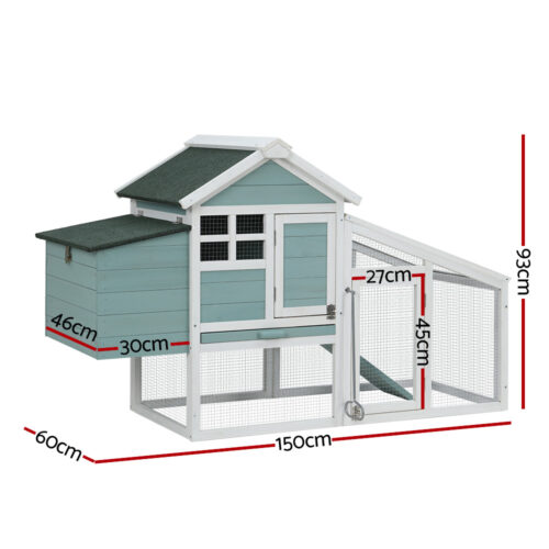 i.Pet Chicken Coop Rabbit Hutch 150cm x 60cm x 93cm Large Chicken Coop House Run Cage Wooden - Image 3
