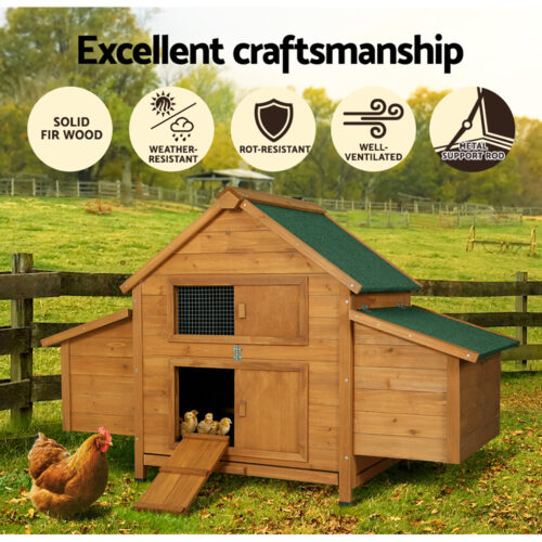 i.Pet Chicken Coop Rabbit Hutch 150cm x 68cm x 96cm Large Chicken Coop House Run Cage Wooden - Image 6