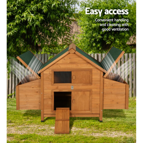 i.Pet Chicken Coop Rabbit Hutch 150cm x 68cm x 96cm Large Chicken Coop House Run Cage Wooden - Image 7