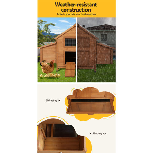 i.Pet Chicken Coop Rabbit Hutch 150cm x 68cm x 96cm Large Chicken Coop House Run Cage Wooden - Image 8