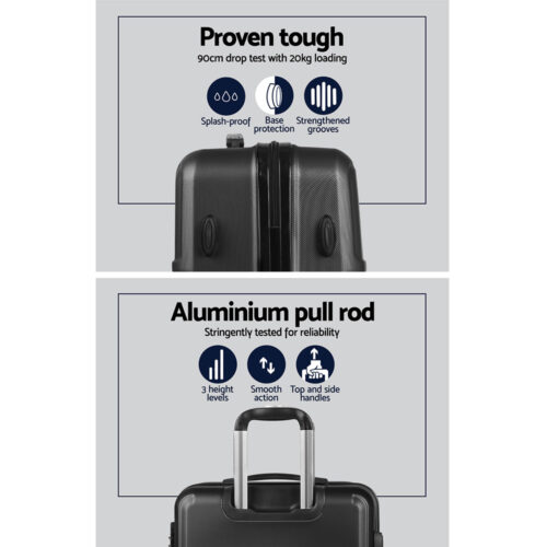 Wanderlite 2Set 20-28 Inch Luggage with TSA Lock Spinner Travel Suitcase Carry On Hard Shell Luggage Case Black - Image 4