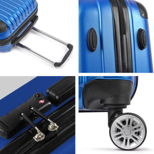Wanderlite 3 Set Luggage 20-24-28 Inch with TSA Lock Spinner Hard Shell Travel Suitcase Luggage Organiser Case Blue - Image 7