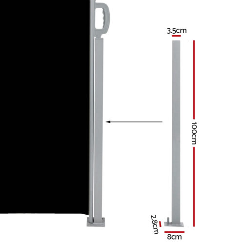 Instahut Side Awning Outdoor Blinds Sun Shade Retractable Screen 2X6M BK - Image 4