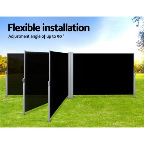 Instahut Side Awning Outdoor Blinds Sun Shade Retractable Screen 2X6M BK - Image 6