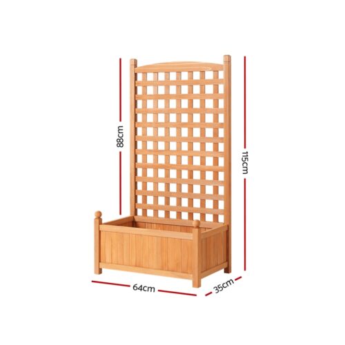 Green Fingers Garden Bed Wooden 64x35x115cm Planter Raised Box Container Trellis - Image 3