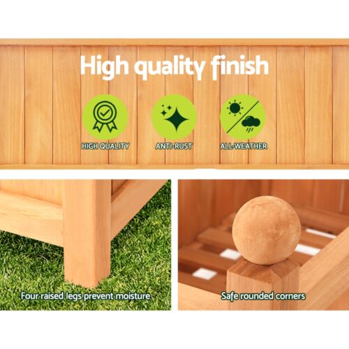Green Fingers Garden Bed Wooden 64x35x115cm Planter Raised Box Container Trellis - Image 6