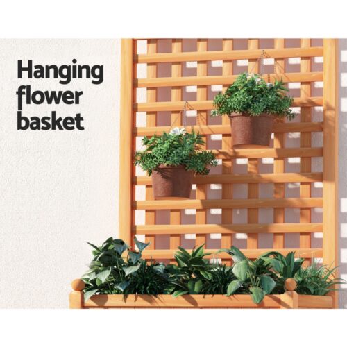 Green Fingers Garden Bed Wooden 64x35x115cm Planter Raised Box Container Trellis - Image 7
