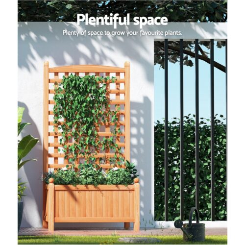 Green Fingers Garden Bed Wooden 64x35x115cm Planter Raised Box Container Trellis - Image 8