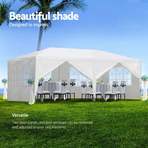 Instahut Gazebo 3x6m Marquee Wedding Party Tent Outdoor Camping Side Wall Canopy 6 Panel White - Image 6