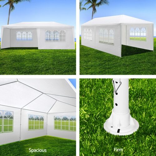 Instahut Gazebo 3x6m Marquee Wedding Party Tent Outdoor Camping Side Wall Canopy 6 Panel White - Image 7