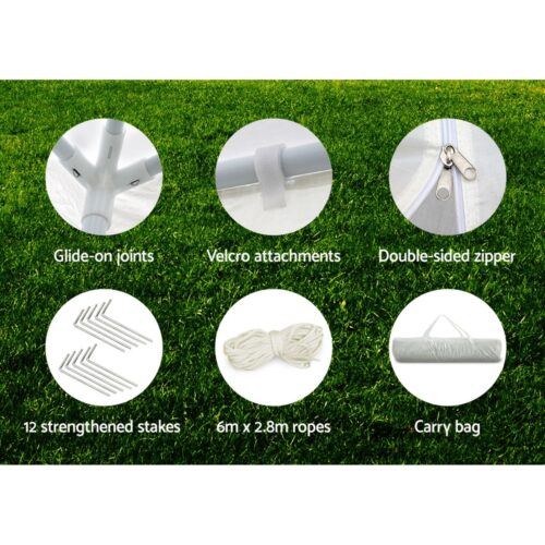 Instahut Gazebo 3x6m Marquee Wedding Party Tent Outdoor Camping Side Wall Canopy 6 Panel White - Image 8