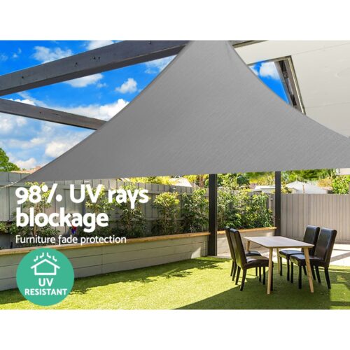 Instahut Shade Sail 3x3x4.3m Triangle 280GSM 98% Grey Shade Cloth - Image 7