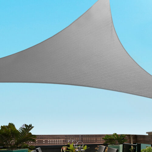 Instahut Shade Sail 3x3x4.3m Triangle 280GSM 98% Grey Shade Cloth - Image 9