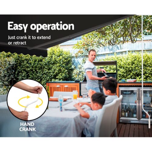 Instahut Retractable Folding Arm Awning Manual Sunshade 5Mx3M Grey - Image 5