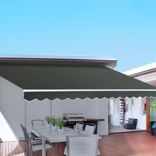 Instahut Retractable Folding Arm Awning Manual Sunshade 5Mx3M Grey - Image 8