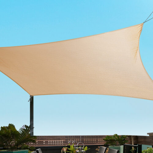 Instahut Shade Sail 2x4m Rectangle 280GSM 98% Sand Shade Cloth - Image 8
