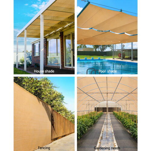 Instahut 70% Shade Cloth 1.83x20m Shadecloth Sail Heavy Duty Beige - Image 5