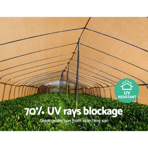 Instahut 70% Shade Cloth 1.83x20m Shadecloth Sail Heavy Duty Beige - Image 7