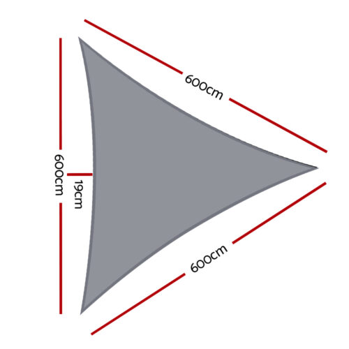 Instahut Shade Sail 6x6x6m Triangle 280GSM 98% Grey Shade Cloth - Image 3