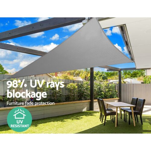 Instahut Shade Sail 6x6x6m Triangle 280GSM 98% Grey Shade Cloth - Image 7
