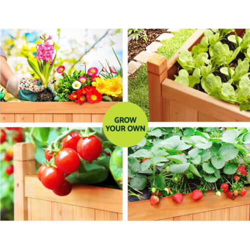 Green Fingers Garden Bed 90x30x33cm Wooden Planter Box Raised Container Growing - Image 6