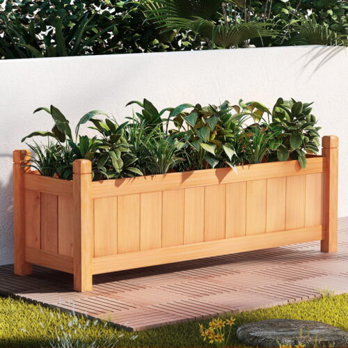Green Fingers Garden Bed 90x30x33cm Wooden Planter Box Raised Container Growing - Image 9