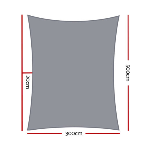 Instahut Shade Sail 3x5m Rectangle 280GSM 98% Grey Shade Cloth - Image 3